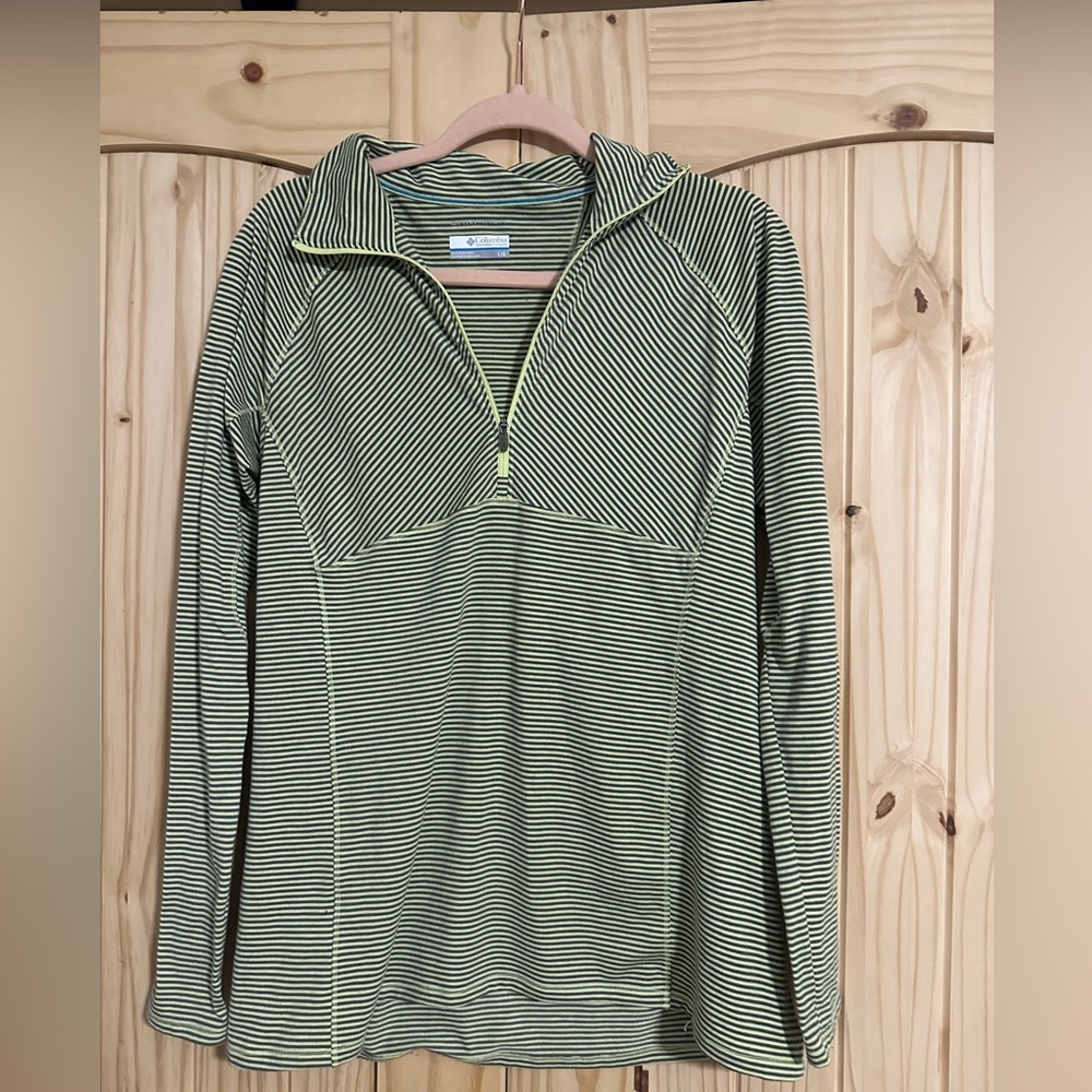 Columbia Base Layer Pullover Top Omni-Wick Yellow Grey 3/4 Zip size:L